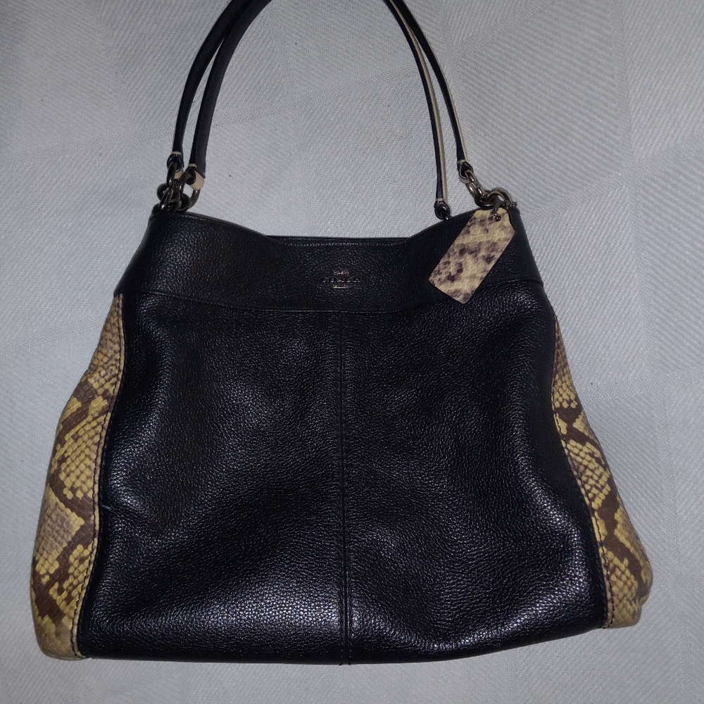 AUTHENTIC COACH Snakeskin Embossed Lexy Hobo Leather Shoulder Bag